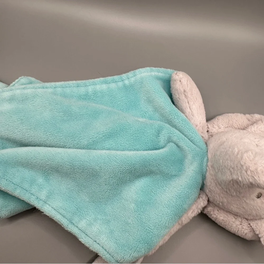 Carter’s Plush Elephant Lovey Security‎ Blanket Rattle Blue Long Rectangle Knots